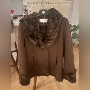 Calvin Klein Brown Suede and Faux Fur Coat 🤎